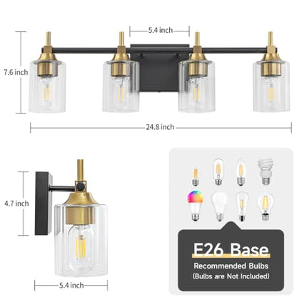 4 Light Modern Bathroom Vanity Light (4-light / Black-Gold)
