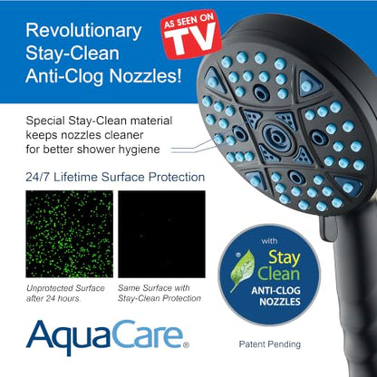 Seen-On-TV High Pressure 8-mode Handheld Shower Head - 2-mode Power Wash to Clean Tub, Tile & Pets, Stay-Clean Nozzles, Extra Long 6 ft. Stainless Steel Hose, Wall & Overhead Brackets