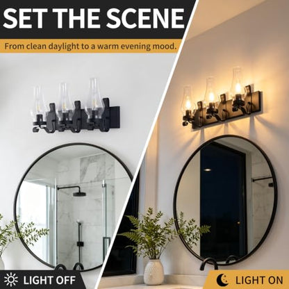 Vintage Farmhouse Bathroom Vanity Lights (Black)
