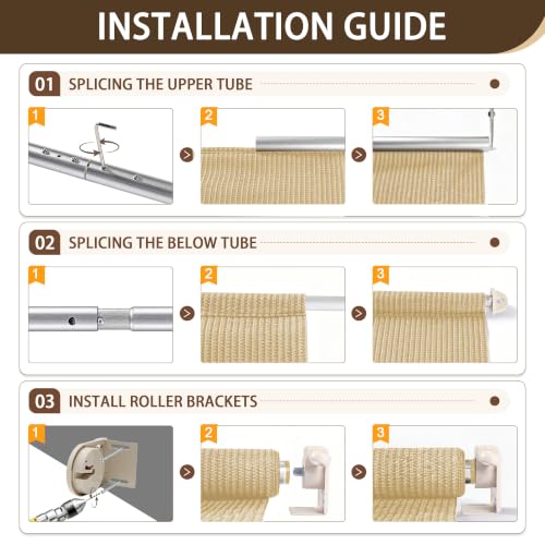 Outdoor Roller Shades for Patio (Sesame / 60"W x 72"H)