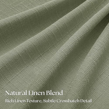 Sage Green Pinch Pleated 100% Blackout Linen Curtains 84 Inch 2 Panels Set (Sage Green / 50"W x 84"L (Pack of 2))