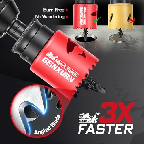 1-3/4 in(44mm) Hole Saw Set, HSS Bi-Metal Hole Cutter with Arbor and Hex Wrench, 5PCS Hole Saw Kit for Wood, Drywall, PVC Boards, Thin Metal & Plastic (5 PCS 1-3/4" Hole Saw Set)