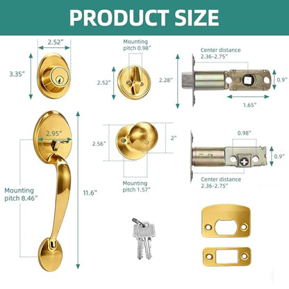 Front Door Lock Handle and Deadbolt Set