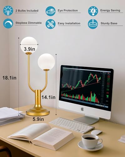 Globe Table Lamp for Bedroom Dimmable Modern Round Ball Lamp