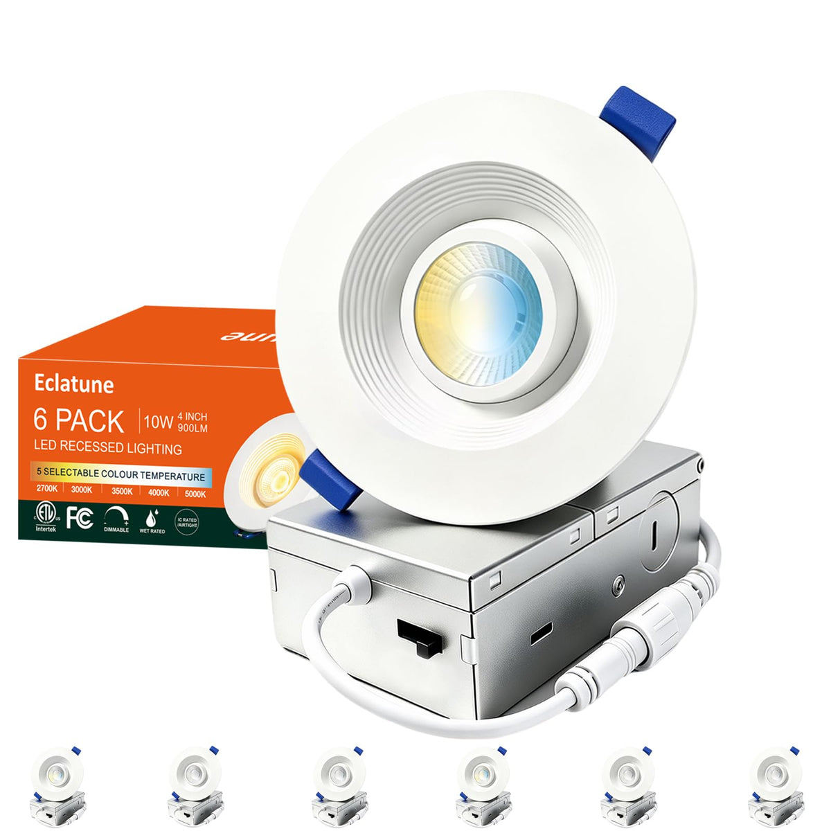 4 Inch LED Eyeball Gimbal Recessed Light (6P-White / 4 Inches Anti-glare)