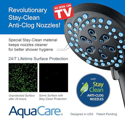 Seen-On-TV High Pressure 8-mode Handheld Shower Head - 2-mode Power Wash to Clean Tub, Tile & Pets, Stay-Clean Nozzles, Extra Long 6 ft. Stainless Steel Hose, Wall & Overhead Brackets