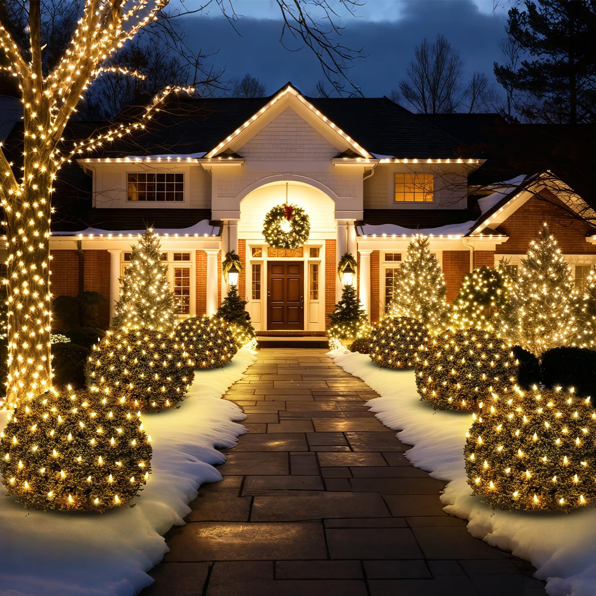 Christmas Net Lights Outdoor (Warm White-2PCS)