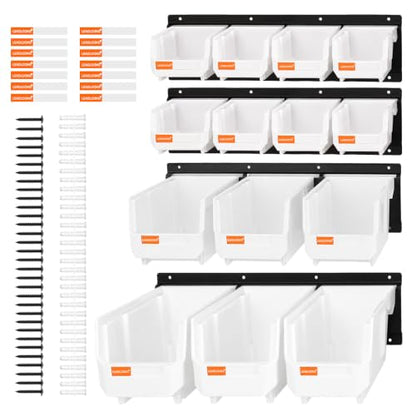 Wall Mounted Storage Organizer Set with Heavy Duty Metal Rails