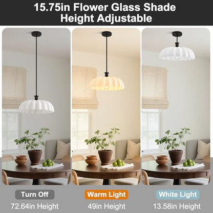 Milk Glass Pendant Lights Fixture Floral Hanging Lamp Chandelier