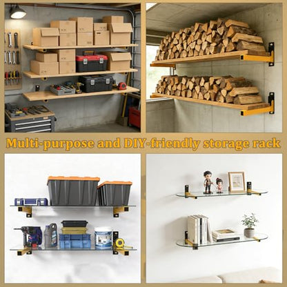 Lumber Storage Rack Heavy Duty Wall Mount Storage Shelves Sturdy Garage Shelving Freestanding Metal Firewood Rack DIY friendly Wall Storage for Indoor & Outdoor