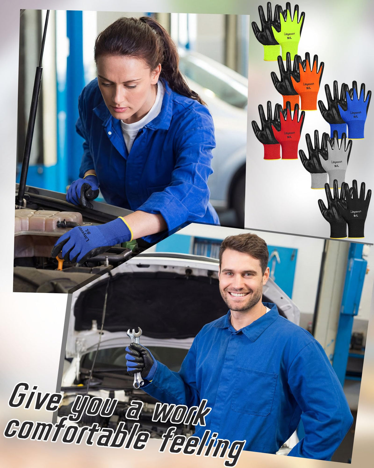 72 Pairs PU Coated Work Gloves Bulk (Multicolor / Medium)