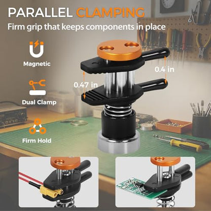 Magnetic Helping Hands Soldering Station Clamp Metal with 5X Magnifier Lamp