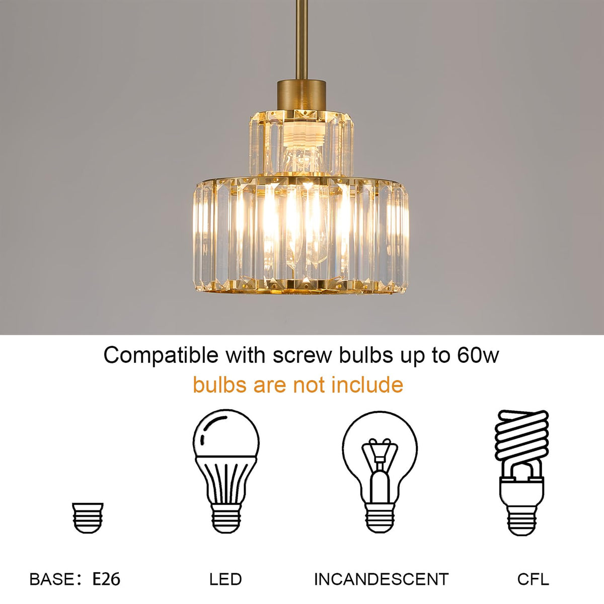 Gold Pendant Lights Kitchen Island (Gold&Clear / 1 pack)