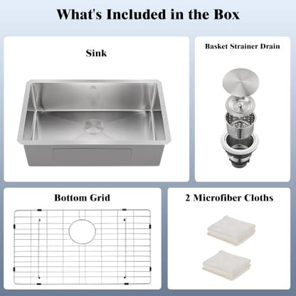 Workstation Undermount Kitchen Sink 16 Gauge Stainless Steel Ledge Single Bowl Sink with Bamboo Cutting Board Roll