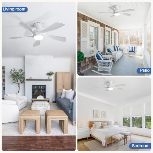 42 Inch Low Profile Ceiling Fans with Lights and Remote (White / 42 inch)