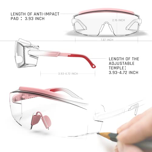 Anti fog Safety Glasses Over Glasses (Pink)