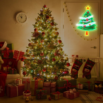 Christmas Tree Neon Sign Dimmable Christmas Led Light Sign for Wall Decor (Colorful-Christmas Tree)
