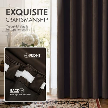 Brown Velvet Curtains 4 Panels Set Back Tab 40 x 84 Inch Long (Brown / 40"W x 84"L (Pack of 4))