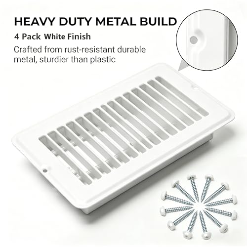 4 Pack 4"x8" Metal Floor Register Vents