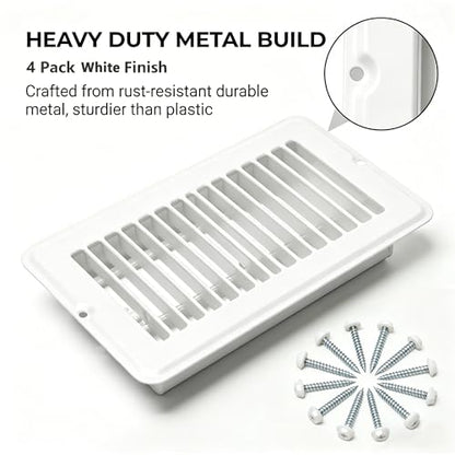 4 Pack 4"x8" Metal Floor Register Vents