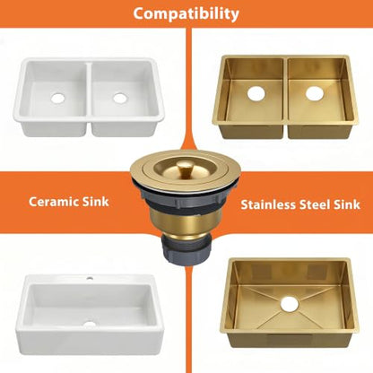 Kitchen Sink Drain Removable Deep Sink Strainer Basket with Sink Stopper