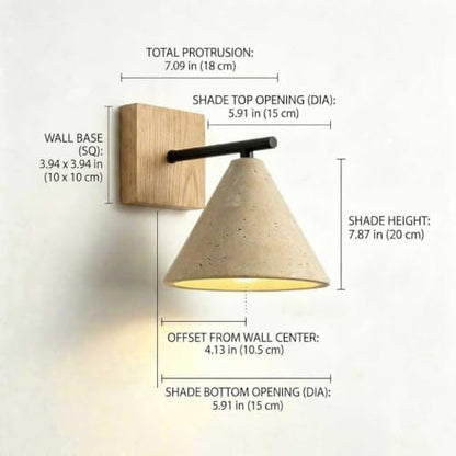 Yellow Natural Travertine Wall Sconce Vintage Farmhouse Bedside Lamp