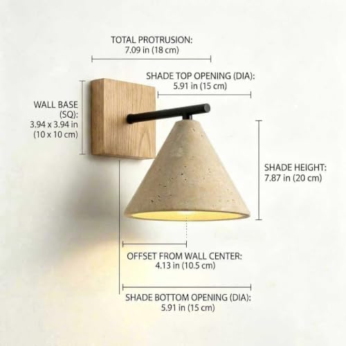 Yellow Natural Travertine Wall Sconce Vintage Farmhouse Bedside Lamp