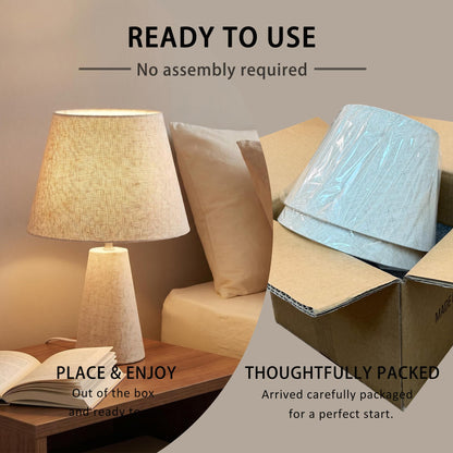 Pre Assembled Set of 2 Linen Spider Replacement Lampshades for Table Lamps (Light Beige)