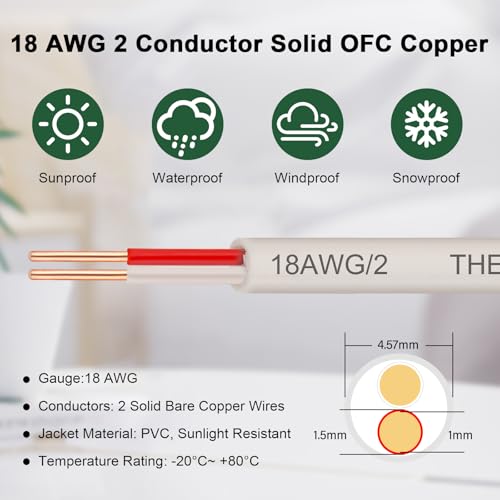 18 2 Thermostat Wire 50FT (white-18/2 / 50FT)