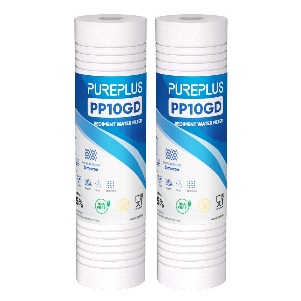 5 Micron 10"x2.5" Whole House Grooved Sediment Water Filter 2 Pack (2 Count (Pack of 1))