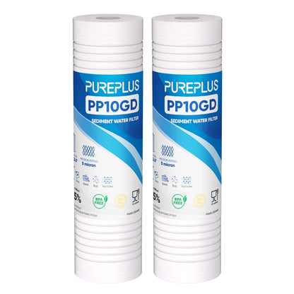 5 Micron 10"x2.5" Whole House Grooved Sediment Water Filter 2 Pack (2 Count (Pack of 1))