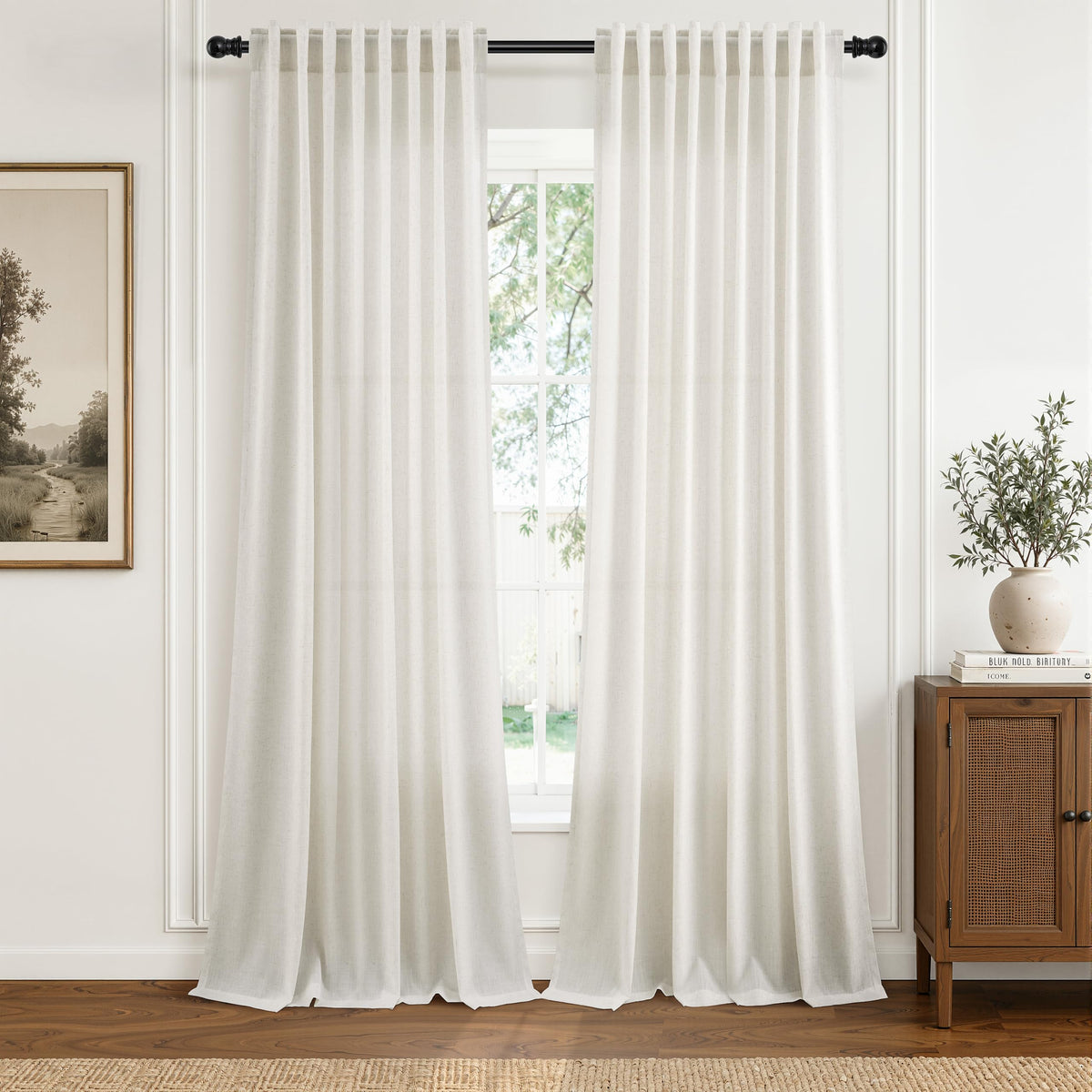 Extra Wide 60 Inch Natural Linen Curtains 96 Inches Long 1 Panel (Natural / 60"W x 96"L (Pack of 1))