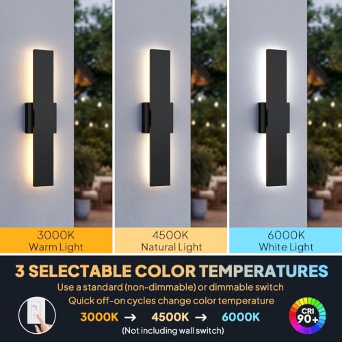 2 Pack Modern LED Outdoor Wall Light