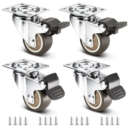 1.5" Silent Rubber 360 Degree Swivel Plate Casters with Brakes (1.5" (with brake))
