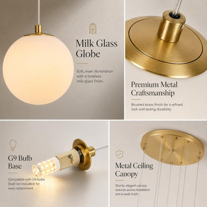 Gold Globe High Ceiling Chandelier (Gold / 9-Light)