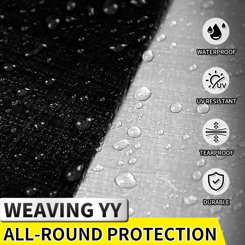 Tarps Heavy Duty Waterproof 8'x10' (Silver/Black / 8' X 10')