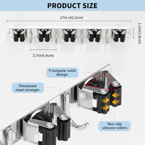 Mop and Broom Holder Wall Mount