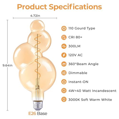 Large Decorative Vintage Edison LED Light Bulbs