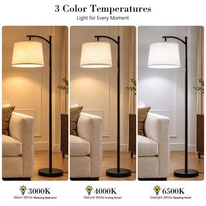 Arc Floor Lamp Standing Lamps with Remote (Black-Remote Control)