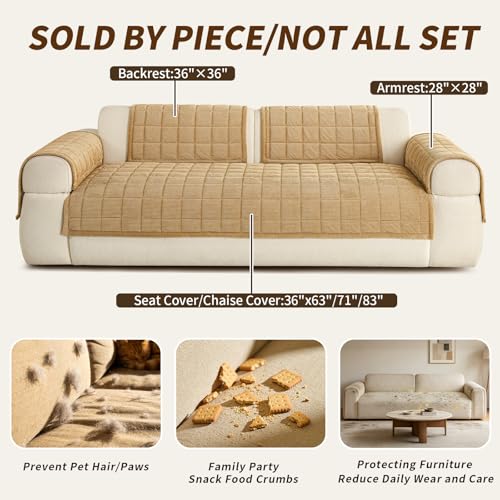 Couch Covers for Sectional Sofa (Light Brown / 1PC/35"X71")