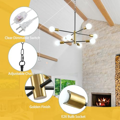8 Light Plug in Chandelier