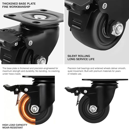 Heavy Duty Casters Set of 4 Casters Wheels