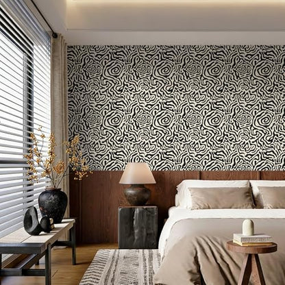Abstract Geometric Stripes Peel and Stick Wallpaper