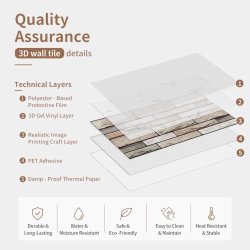 10 Sheet Brick Peel and Stick Kitchen Backsplash Tiles