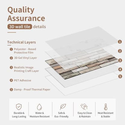 10 Sheet Brick Peel and Stick Kitchen Backsplash Tiles