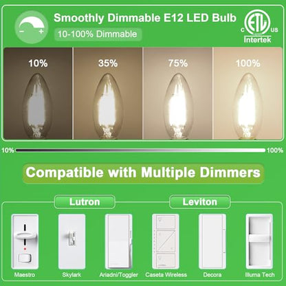 12 Pack E12 LED Light Bulb Candelabra 60W Equivalent 4000K Natural White (12 Count (Pack of 1))