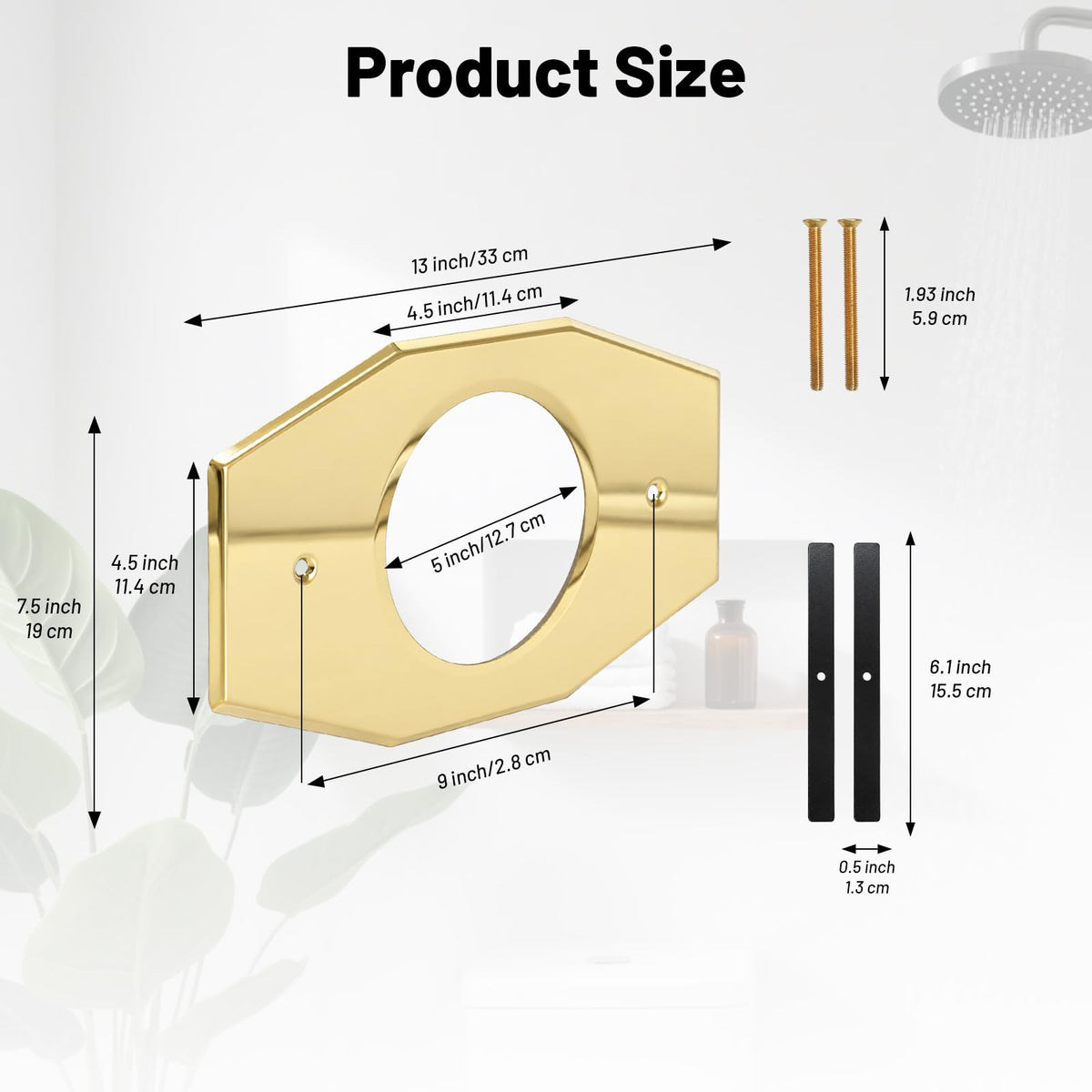 One-Hole-Remodel-Cover-Plate for 2 Handle or 3 Handle Shower Polished Brass (Brass)