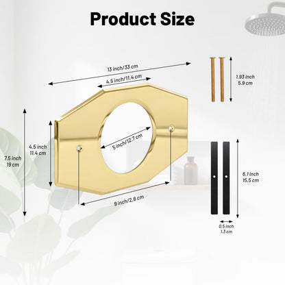 One-Hole-Remodel-Cover-Plate for 2 Handle or 3 Handle Shower Polished Brass (Brass)
