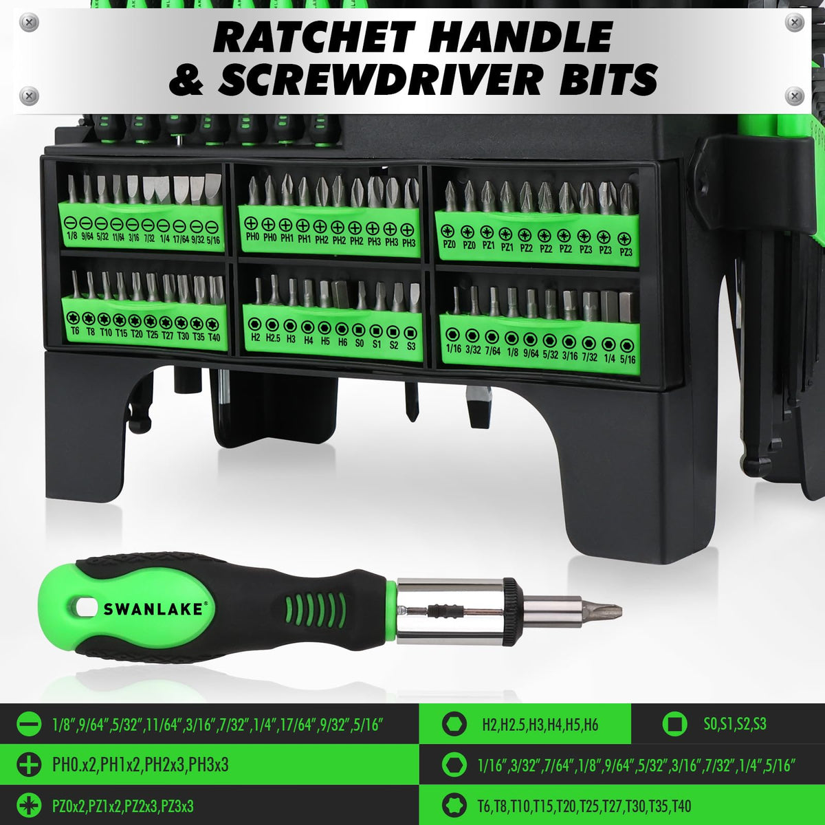 141 Piece Magnetic Screwdriver Set with Plastic Rack (141-Piece Magnetic Screwdriver Set)