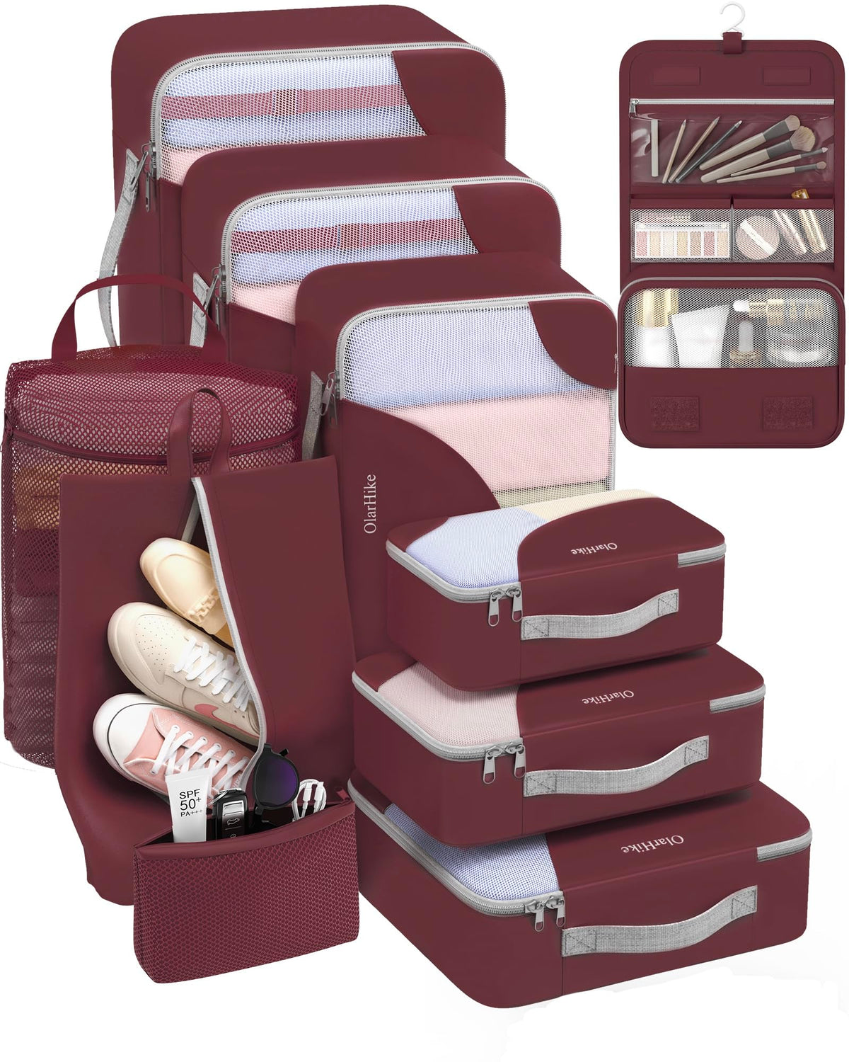 Packing Cubes for Travel (11 Burgundy)